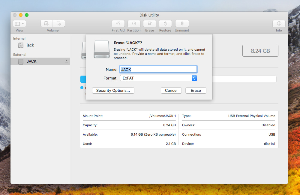 how to format usb for mac os