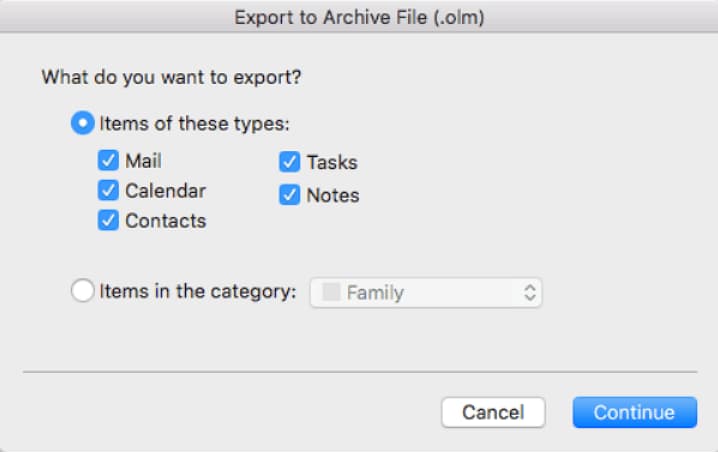 using time machine to backup outlook 2016 on mac